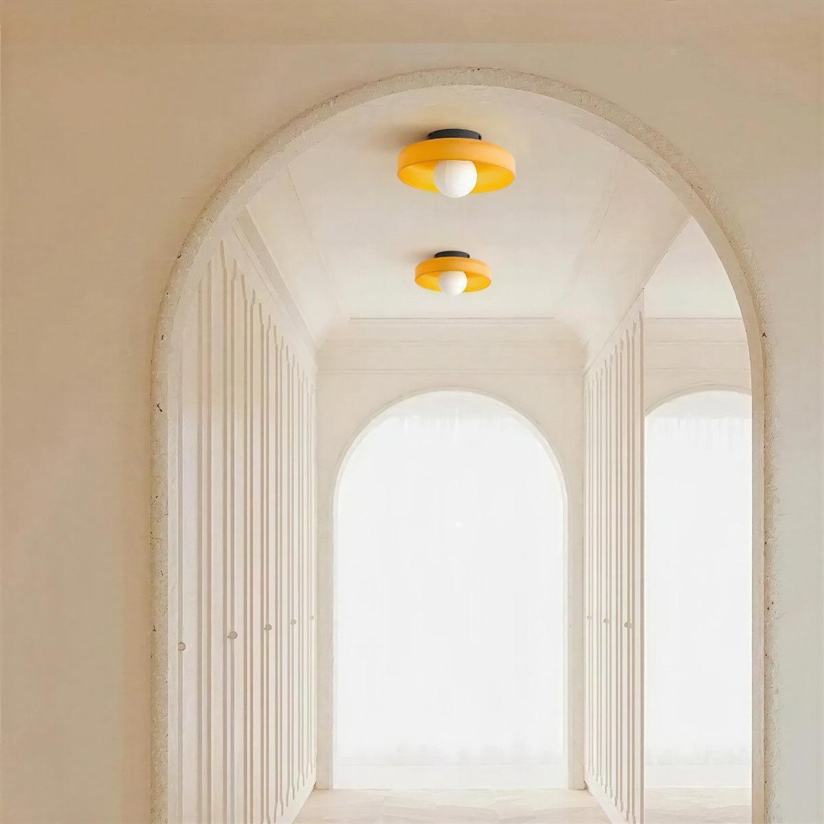 Round Flush Mount Bauhaus Styled Ceiling Light With Ambient Glow