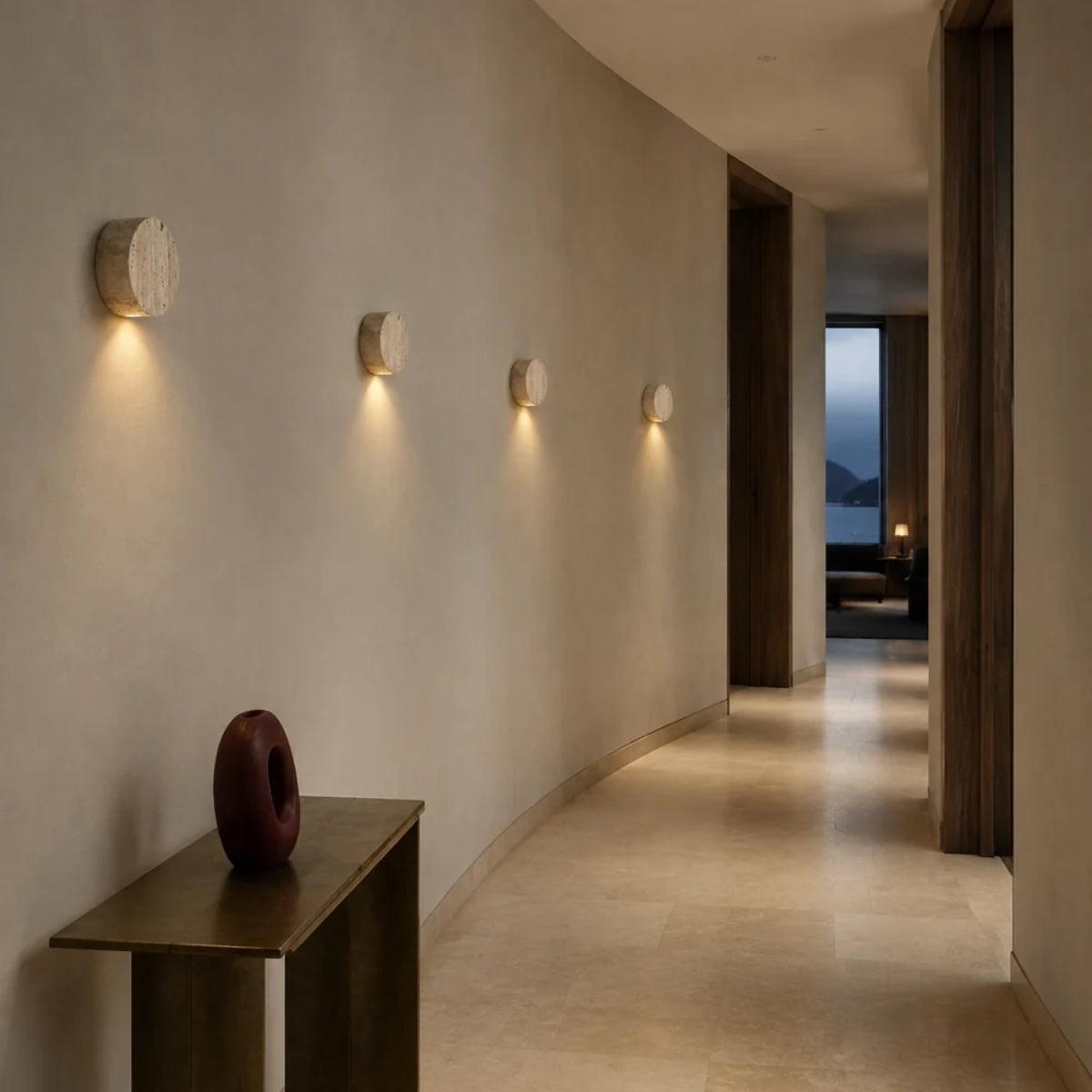 Round Stone Wall Light For Bedroom Bathroom And Lounge