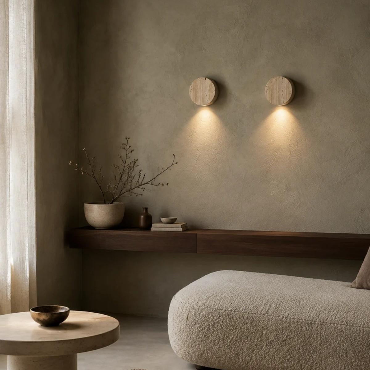 Round Stone Wall Light For Bedroom Bathroom And Lounge