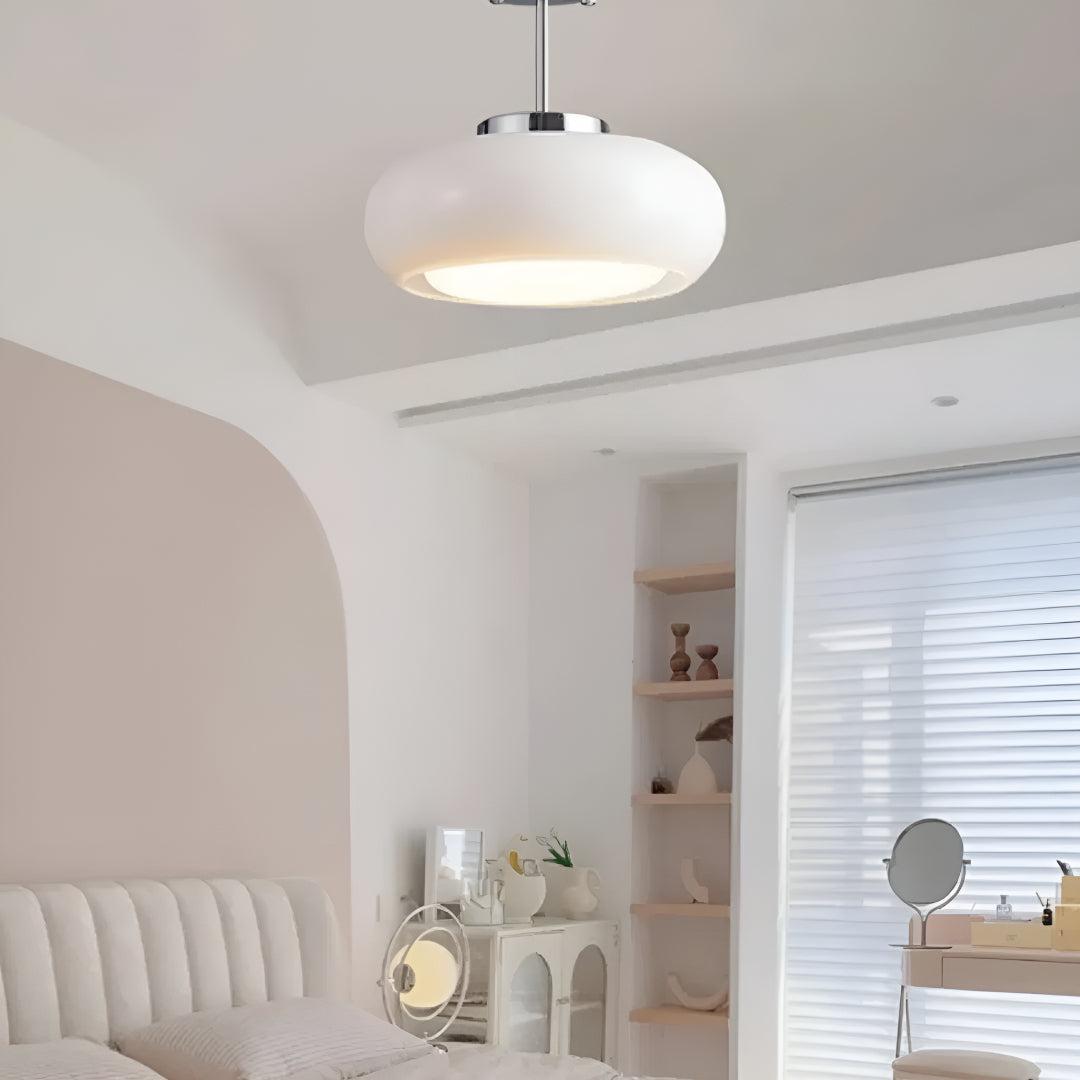 Semi Flush Mount Ceiling Lamp With Glossy Glass Shade Design