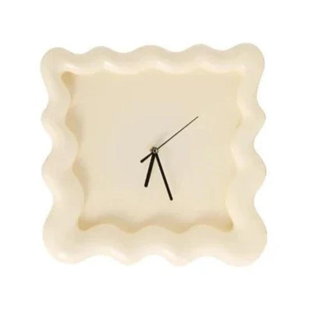 Silent Wall Clock With Modern Minimalist Wavy Square Design