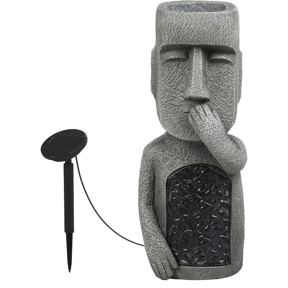 Solar Powered Garden Light With Easter Island Statue Design