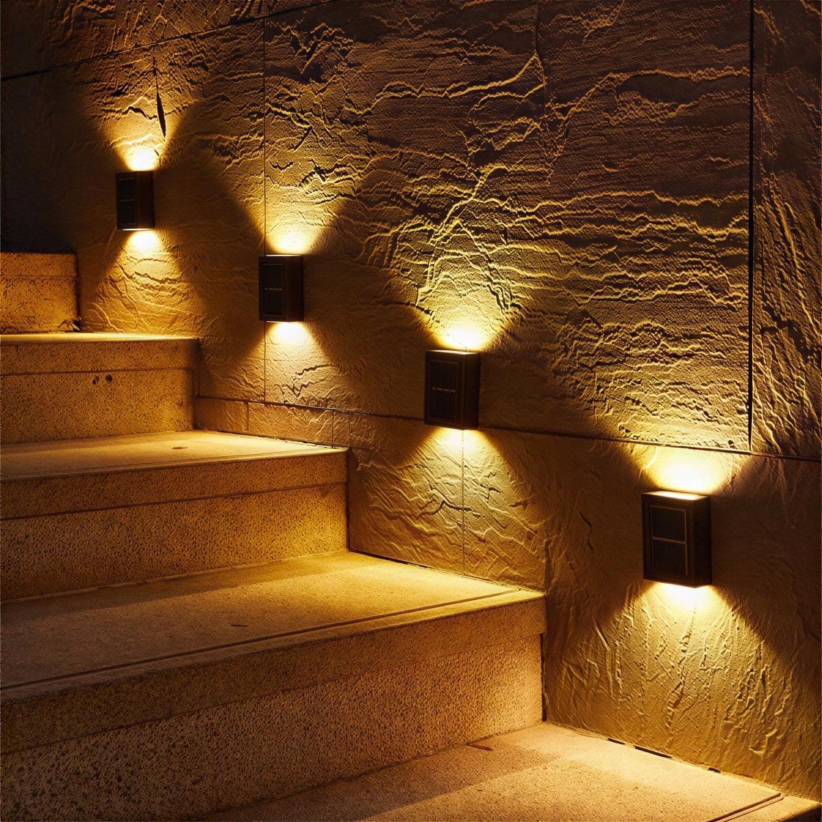 Solar Powered Outdoor Exterior Wall Lights With Up Down Lighting
