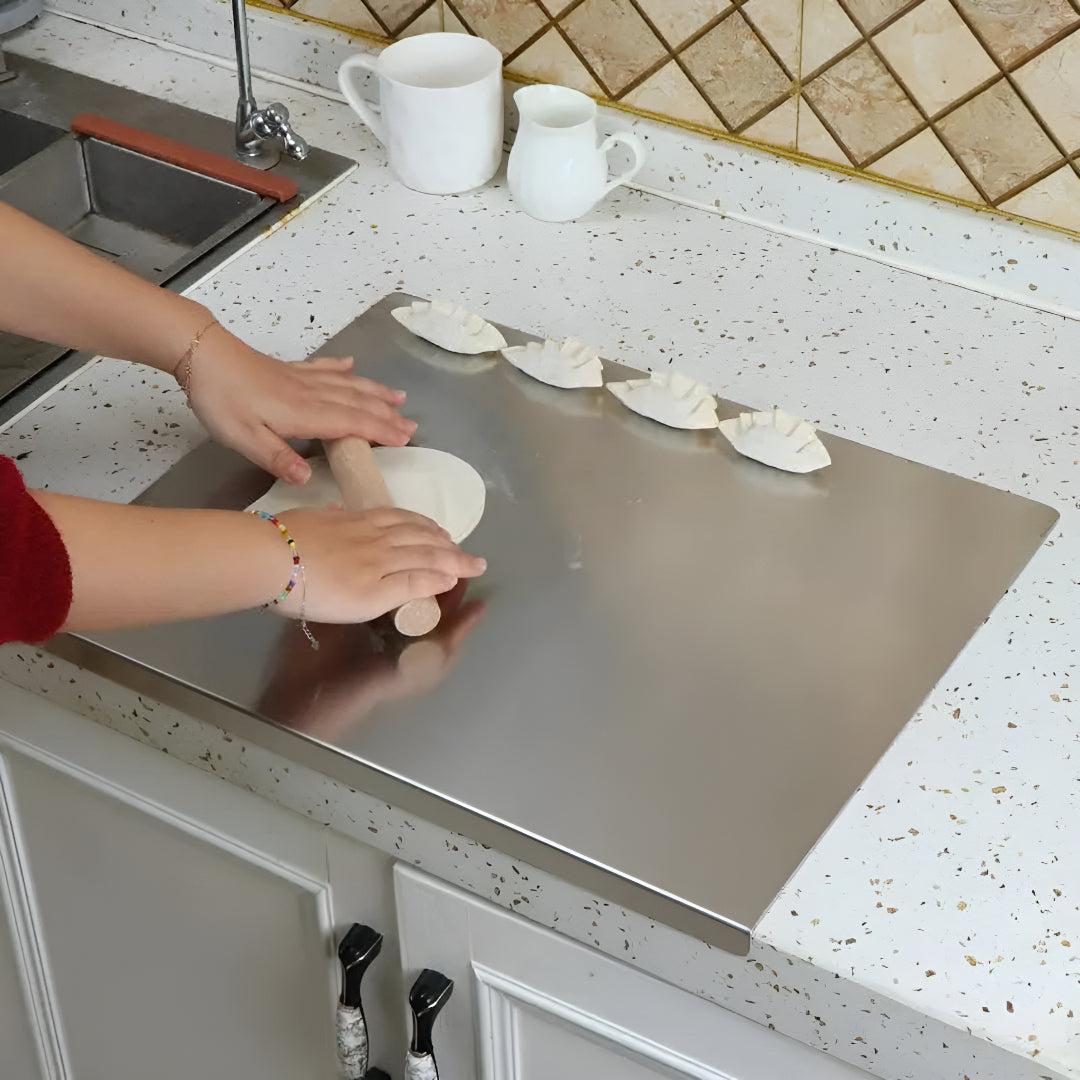 Stainless Steel Home Chopping Board With Spill Guard For Kitchen
