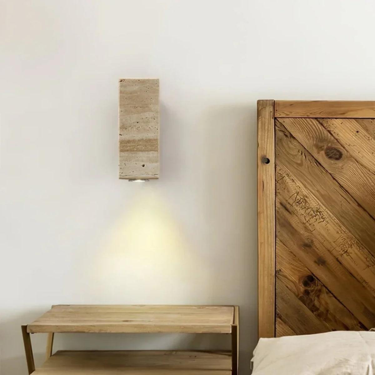 Stone Styled Cylindrical Wall Light With Downlight