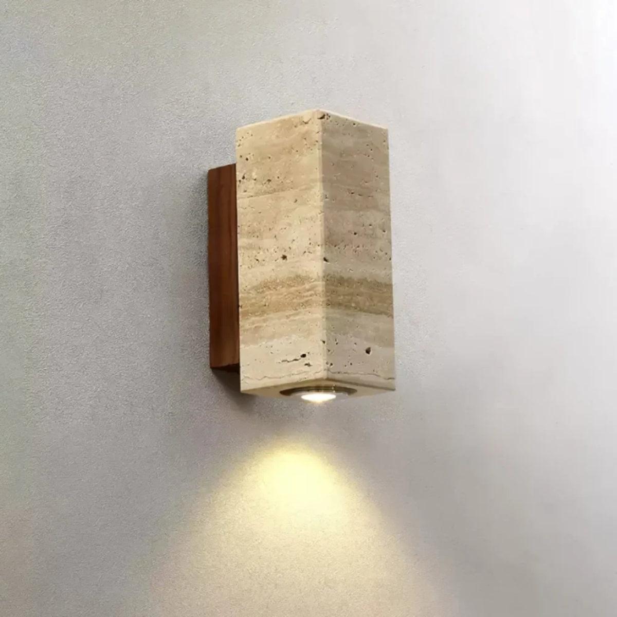 Stone Styled Cylindrical Wall Light With Downlight