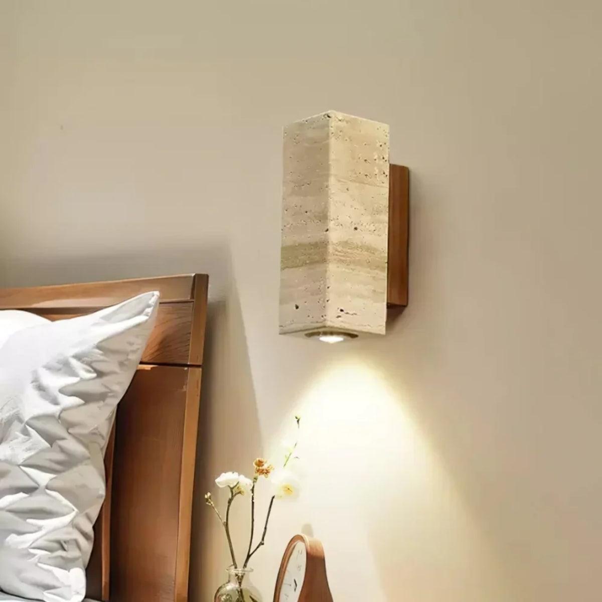 Stone Styled Cylindrical Wall Light With Downlight