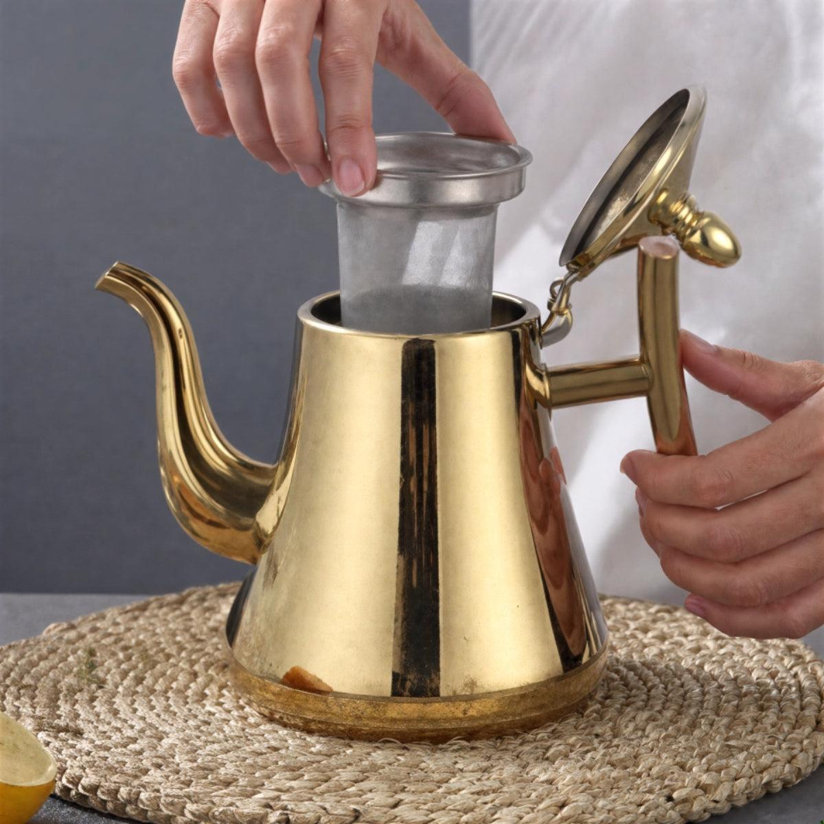 Stovetop Induction Hob Whistling Tea Kettle With Integrated Loose Leaf Tea Strainer