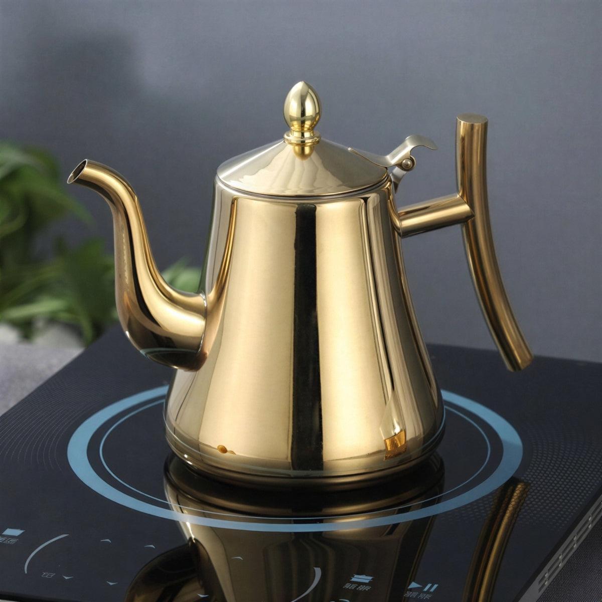 Stovetop Induction Hob Whistling Tea Kettle With Integrated Loose Leaf Tea Strainer