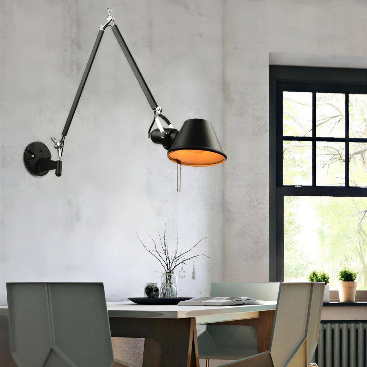 Swing Arm Wall Sconce Light With Long Adjustable Swivelling Arm