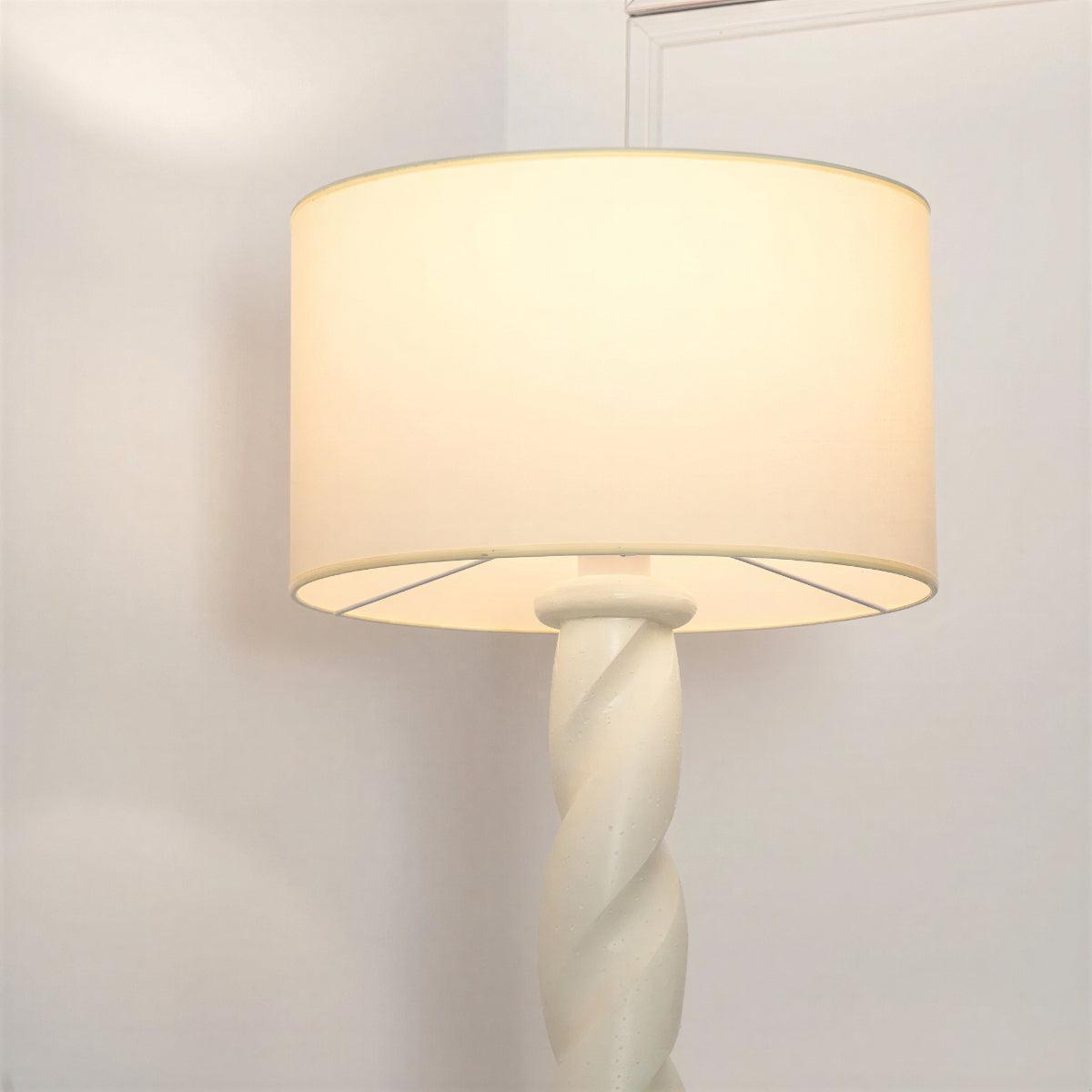 Swirl Floor Lamp With Decorative Twisted Column and Drum Shade