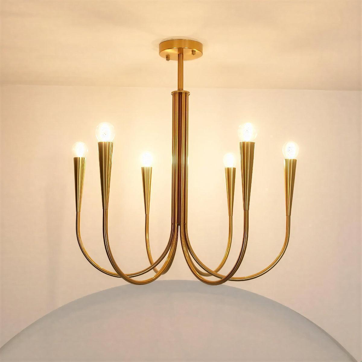 Swoop Arm Chandelier Ceiling Light For Lounge And Sitting Rooms