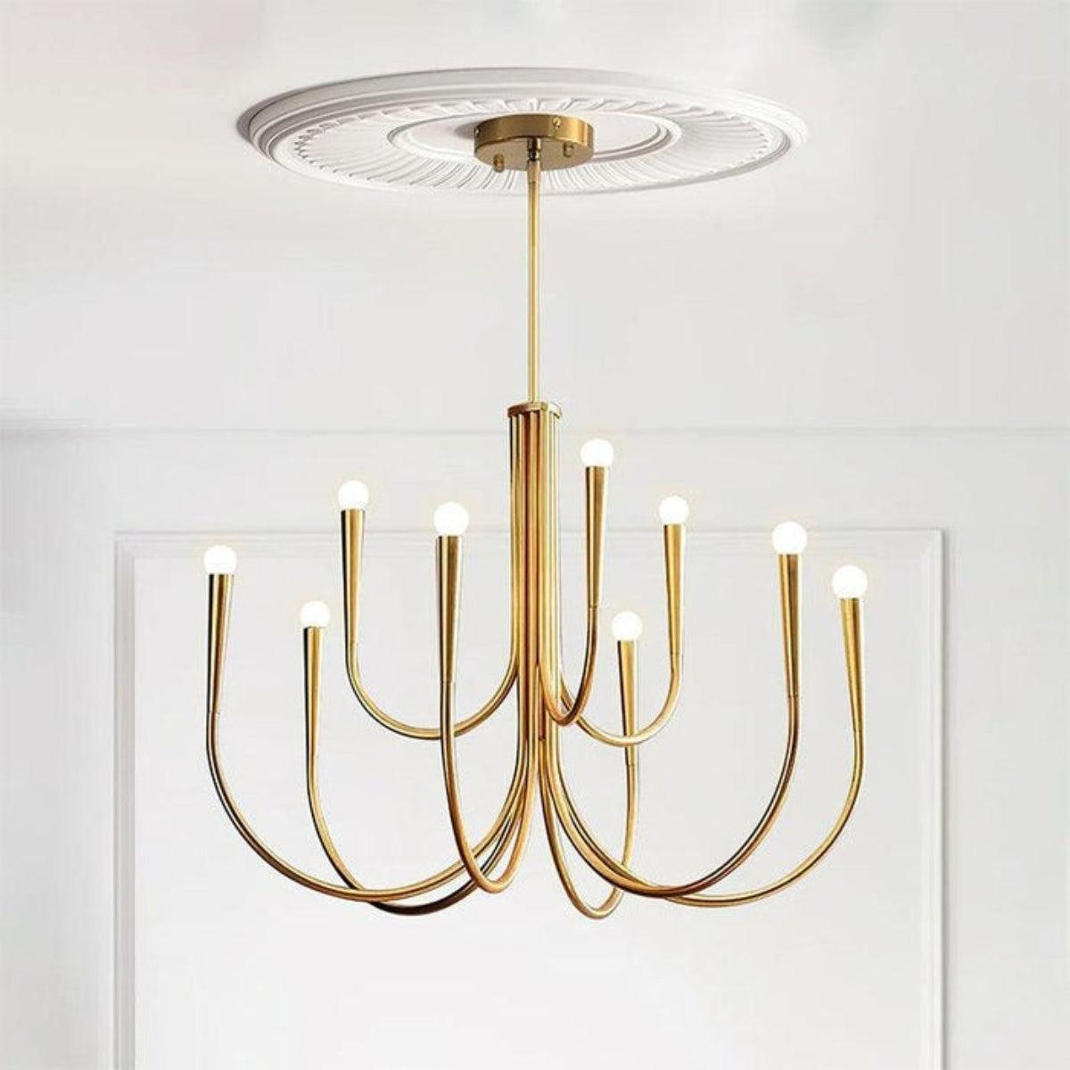Swoop Arm Chandelier Ceiling Light For Lounge And Sitting Rooms