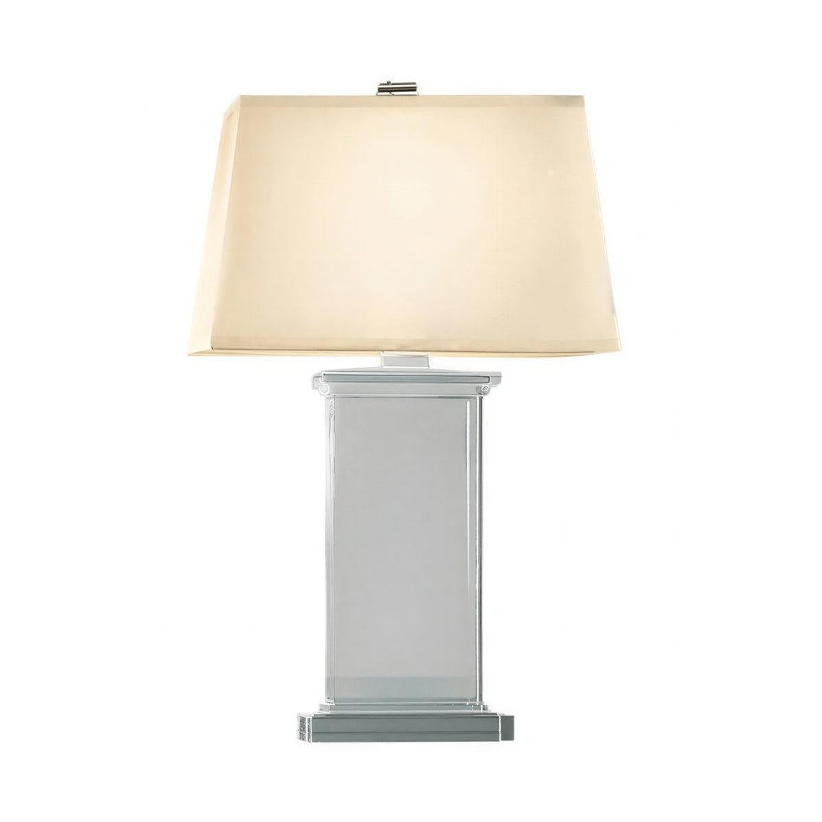 Table Lamp With Modern Rectangular Design And Fabric Shade