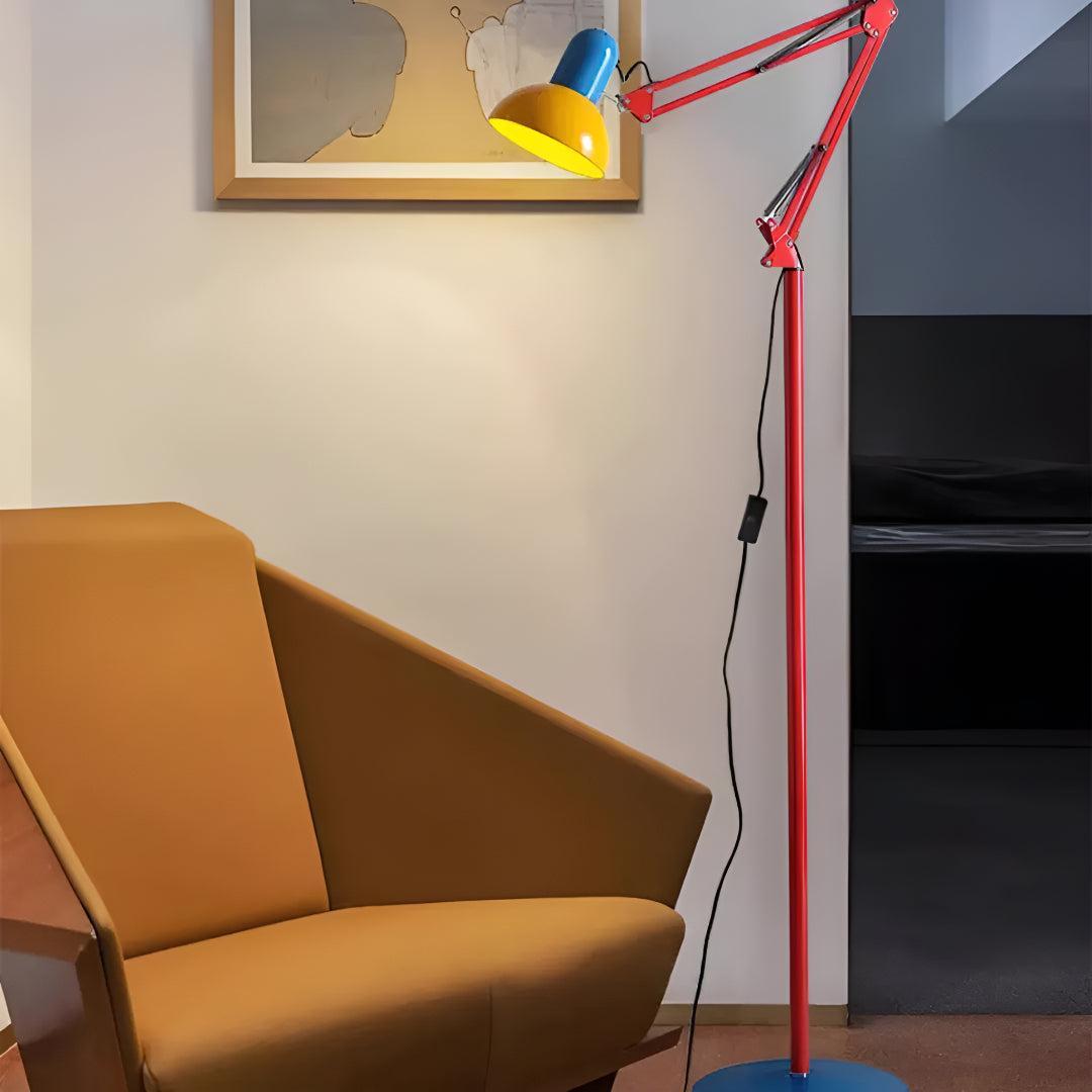 Tri Colour Memphis Floor Lamp With Adjustable Arm And Modern Design