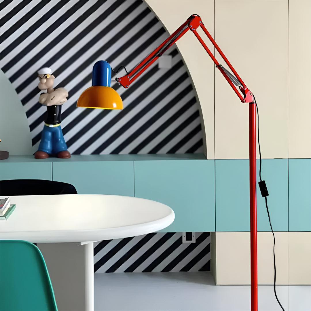 Tri Colour Memphis Floor Lamp With Adjustable Arm And Modern Design