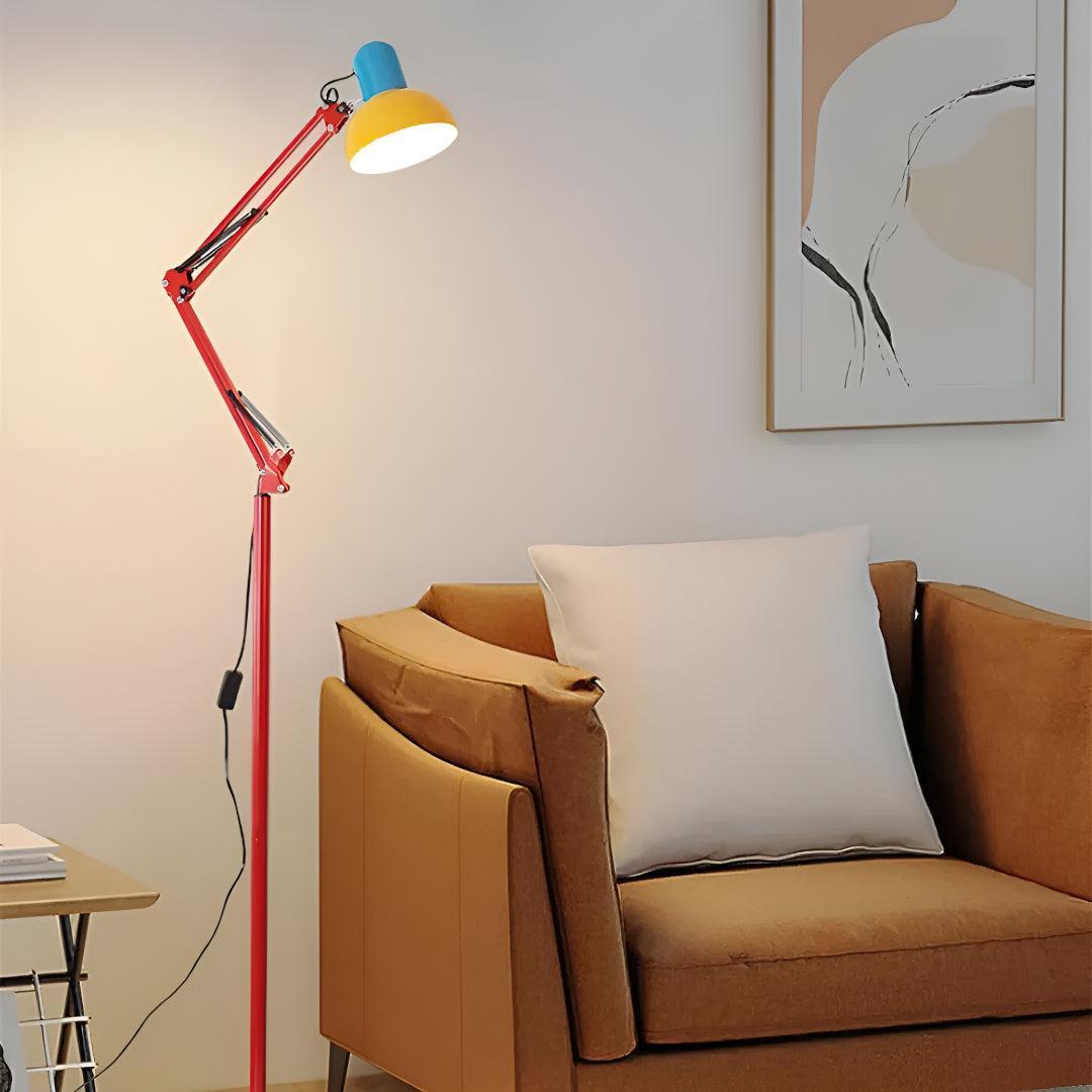Tri Colour Memphis Floor Lamp With Adjustable Arm And Modern Design