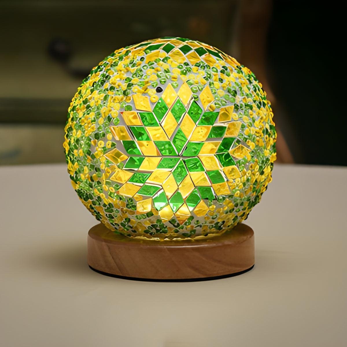 Turkish Mosaic Styled Table Lamp With Intricate Boho Patterned Projections
