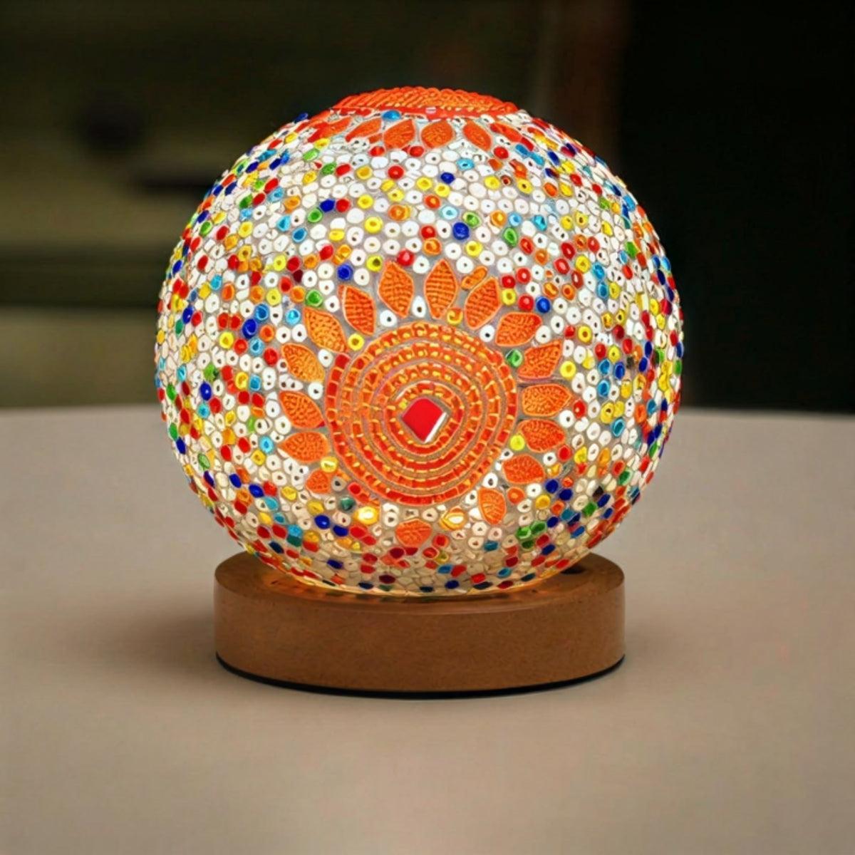 Turkish Mosaic Styled Table Lamp With Intricate Boho Patterned Projections