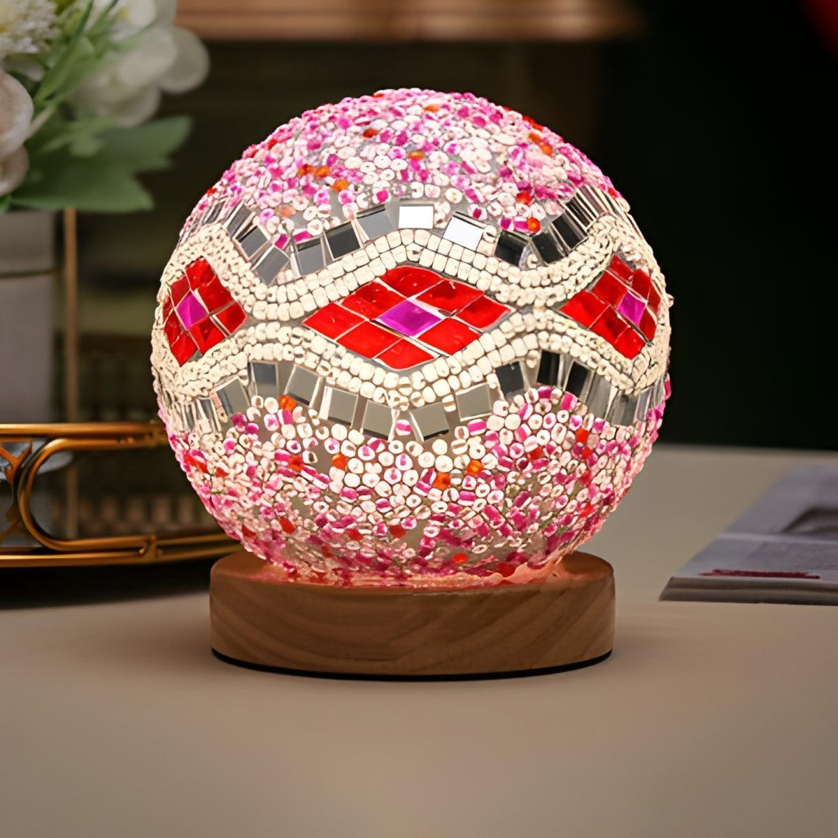 Turkish Mosaic Styled Table Lamp With Intricate Boho Patterned Projections