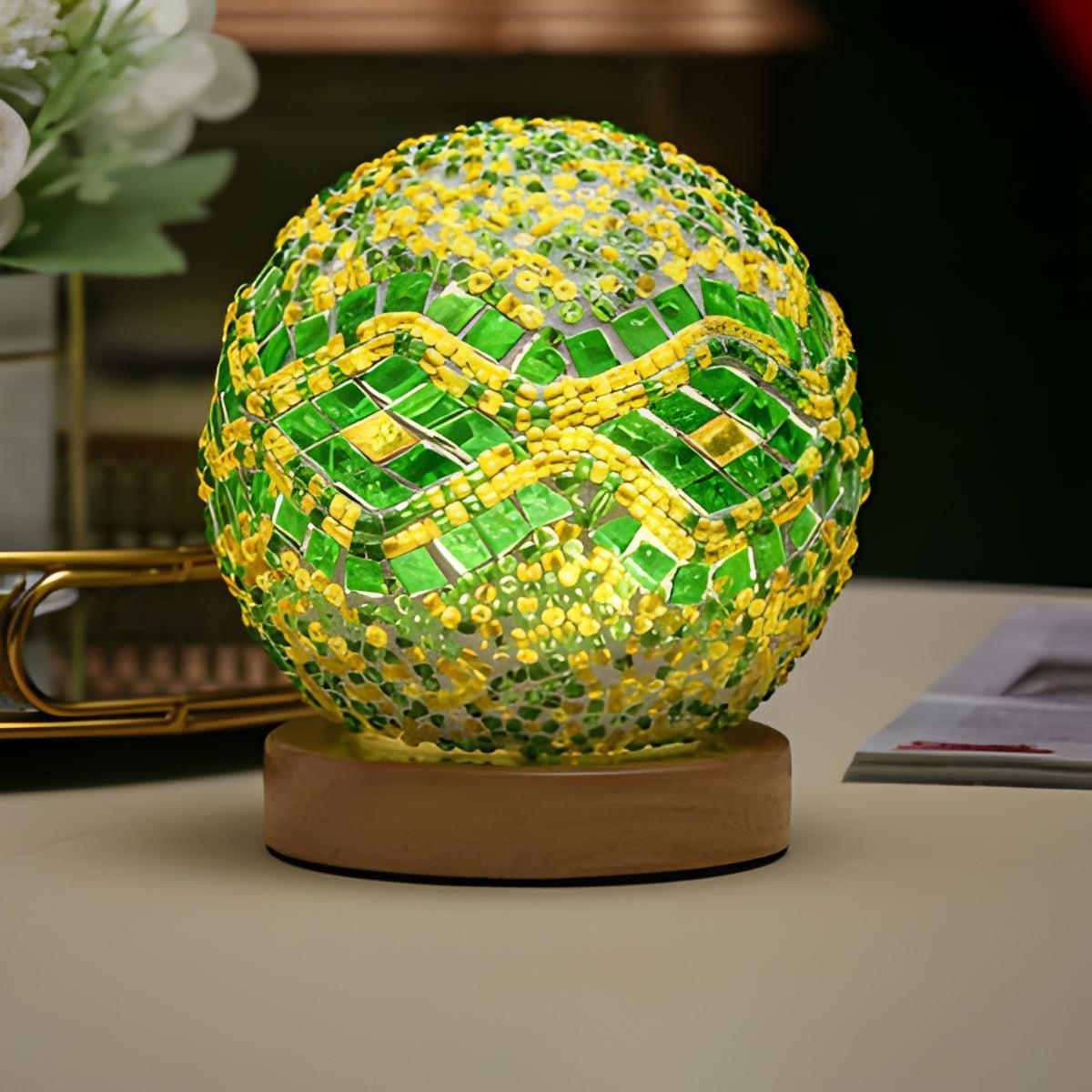 Turkish Mosaic Styled Table Lamp With Intricate Boho Patterned Projections