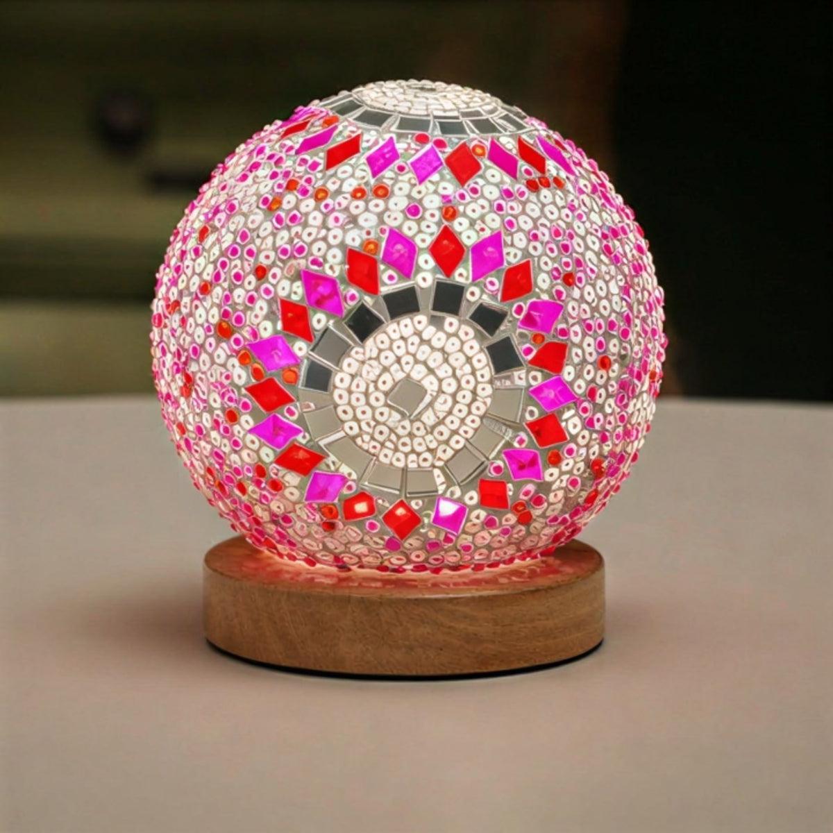 Turkish Mosaic Styled Table Lamp With Intricate Boho Patterned Projections