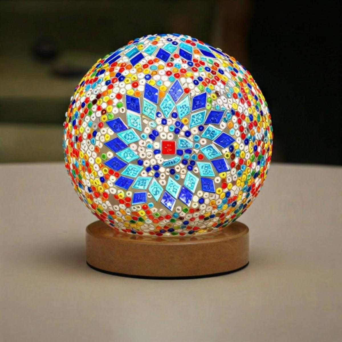 Turkish Mosaic Styled Table Lamp With Intricate Boho Patterned Projections