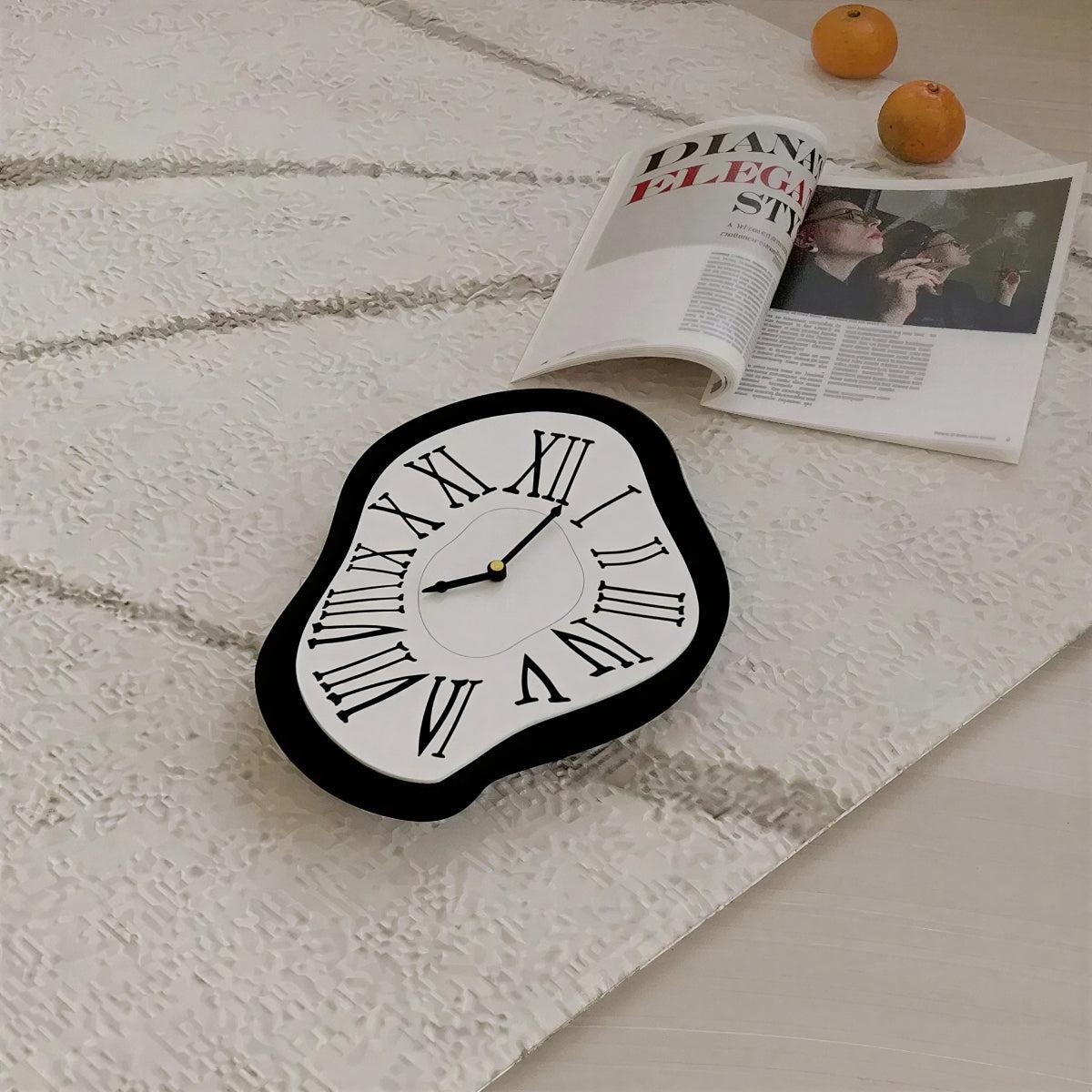Unique Melting Wall Clock With Roman Numerals And Surrealist Style