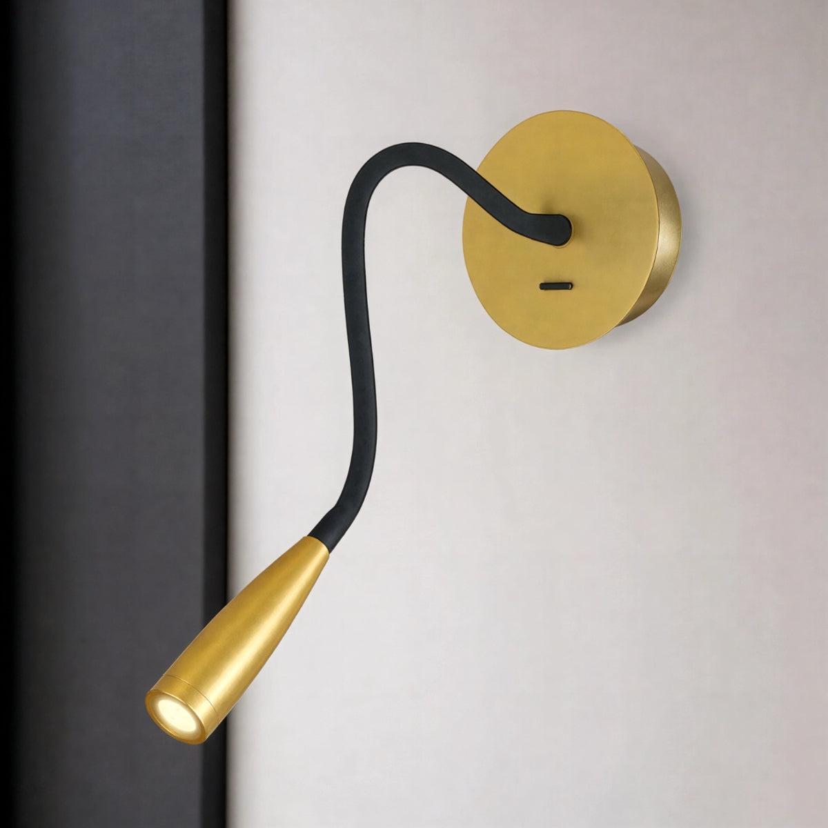 Wall Mounted Reading Light With Integrated USB Charging Port And Flexible Gooseneck