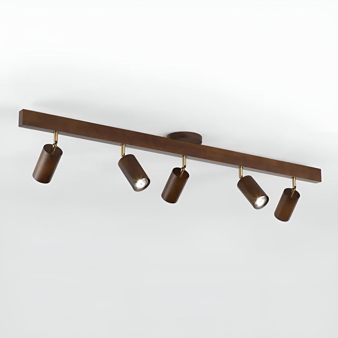 Wooden Track Ceiling Light with Adjustable Spotlights